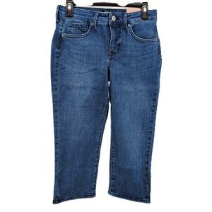 NYDJ‎ Curves 360 Womens Size 4 Slim Straight Crop Jeans Caliente Dark Wash Denim